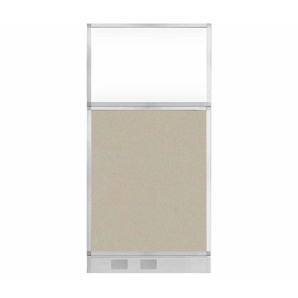 Versare Hush Panel Configurable Cubicle Partition 3' x 6' Sand Fabric Clear Window w/ Cable Channel 1856318-2 - main